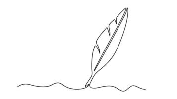 A Simple Continuous Line Art of a Feather Quill Pen vector