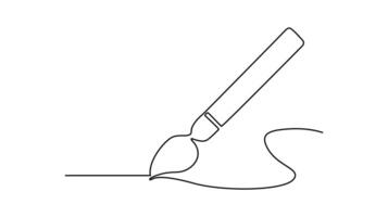 Continuous One line drawing of a paintbrush. vector