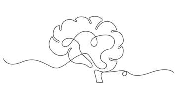 Continuous Single Line Drawing of a Human Brain vector