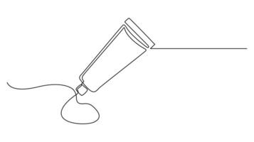 Continuous Single line drawing of a tube of cream or lotion. vector