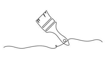 Continuous Single Line Drawing of a Paint Brush vector