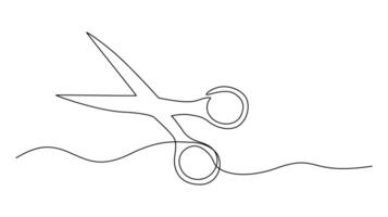 Minimalist Continuous Single line drawing of scissors vector