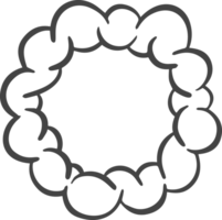 Abstract cloud shape. Funky playful element of graffiti soap suds. Retro blob of cartoon bubbles. Groovy outline manga smoke. Funny circle frame png