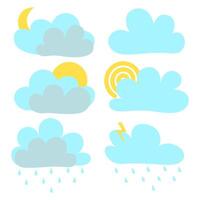 Clouds collection on white background. Set of clouds in different shape. Cloud illustration, weather icon. vector