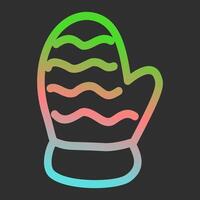 Cute gradient glove elements, hand drawn line art doodle collection, holiday clip art set. vector