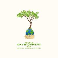 World Environment Day concept, 3d tree background. Ecology concept vector