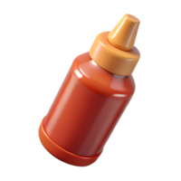 3D rendering of a glossy red sauce bottle isolated on transparant background png