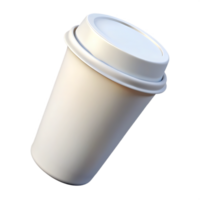 Elegant White Coffee Cup Mockup with Lid on transparant background Rendering png
