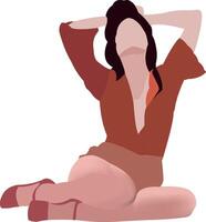 A woman sitting on the floor with her hands on her head vector