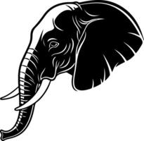 Elephant Face Close Up Silhouette in Frontal View vector