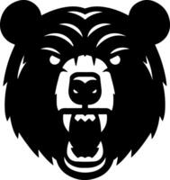 Fierce Bear Head with Intense Expression in Solid Black vector