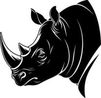 Calm Rhino Face Silhouette with Frontal View vector