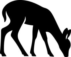 Grazing Deer Fawn Silhouette in Simple and Smooth Black Form vector