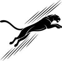 Leopard Running with Speed Effect in Silhouette vector