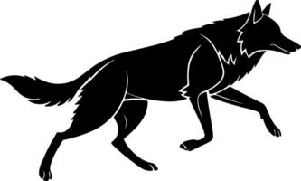 Mid Run Wolf Silhouette with Dynamic Motion Effect vector