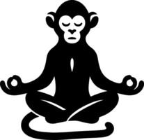 Monkey in Meditation Pose Silhouette with Tranquil Mood vector