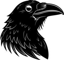 Raven head side view with focused curious gaze vector