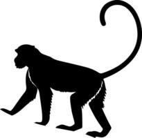 Monkey Standing on Tree Branch Silhouette with Confident Stance vector