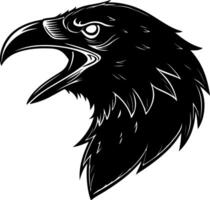 Angry raven head silhouette with intense expression vector