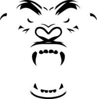 Gorilla Face Silhouette with Fierce Open Mouth Expression vector