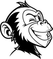 Winking Monkey Face Silhouette with Cheeky Expression vector