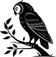Owl side profile silhouette with smooth feather texture vector