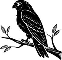 Side view of owl with soft feather detail lines vector