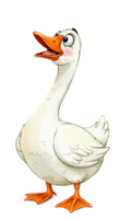 A cartoon white duck with an open mouth png