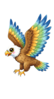 A cartoon eagle with a colorful wings png