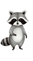 A cartoon raccoon standing up and looking around png