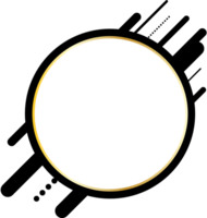 Gold with Black Minimal Circle Frame transparent background png
