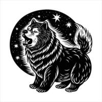 Fox Howling Moon vector