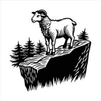 Sheep and dog perched vector