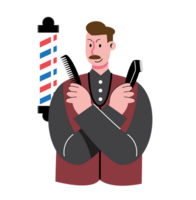 Barber with Pole and Tools png