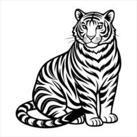 A White Tiger Sitting With Its Tail vector