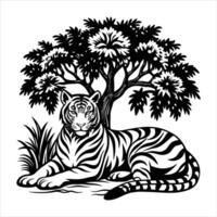 Tiger Resting Under vector