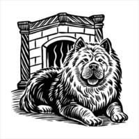 Chow Chow Lies On It vector