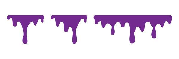 Set Slime purple jelly glaze with drips and glitter in cartoon style isolated on white background vector