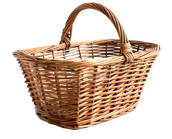 Al generated empty wicker basket isolated on white or transparent background png