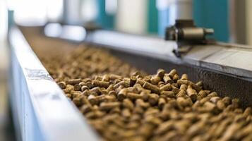 Pellet Production A Conveyor Belt of Biomass Fuel Processing in Action photo