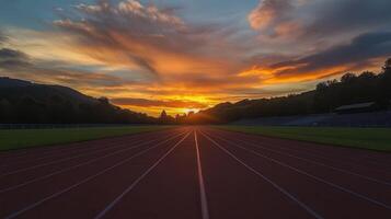 Sunset on the Track A Runners Paradise Under a Golden Sky photo