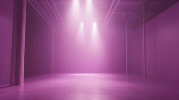 Empty Magenta Room with Spotlights Minimalist Stage for Performance or Display Abstract Interior photo
