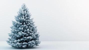 Frosted Evergreen Minimalist Winter Holiday, Snowy Christmas Tree Background photo