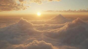 Golden Hour Serenity Sun Above the Clouds photo