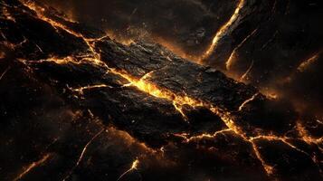 Volcanic Fracture Abstract Dark Rock Illuminated by Molten Fire Cracks of Energy photo