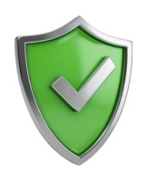 Green Shield With Check Mark 3D Style Isolated on Transparent Background png