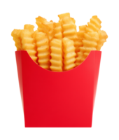 Crinkle Cut French Fries on Red Box Isolated on Transparent Background png