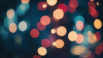 Abstract Festive Bokeh Warm Red and Teal Lights Against a Dark Background photo