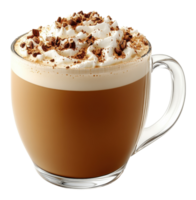 Glass mug with Coffee and Whipped Cream on a transparent background image png