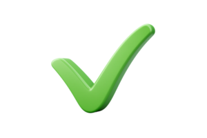 Clean and modern check mark symbol in green with curved design Isolated on transparent Background png